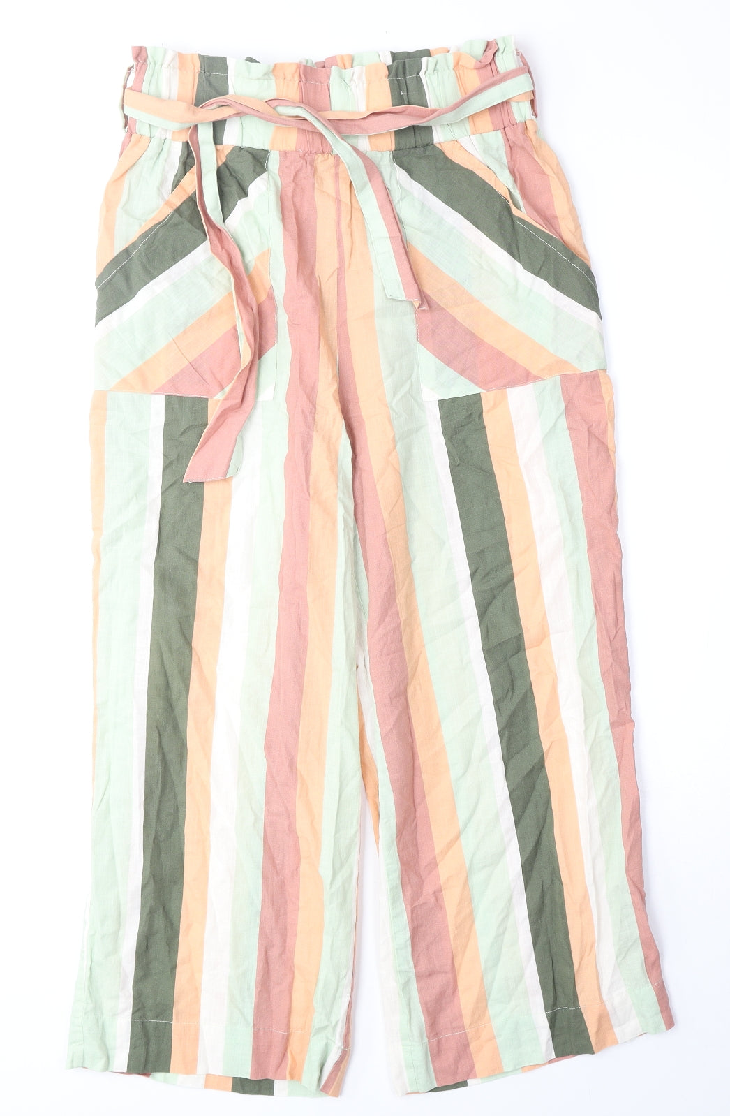 TU Womens Multicoloured Striped Polyester Trousers Size 10 Regular Tie