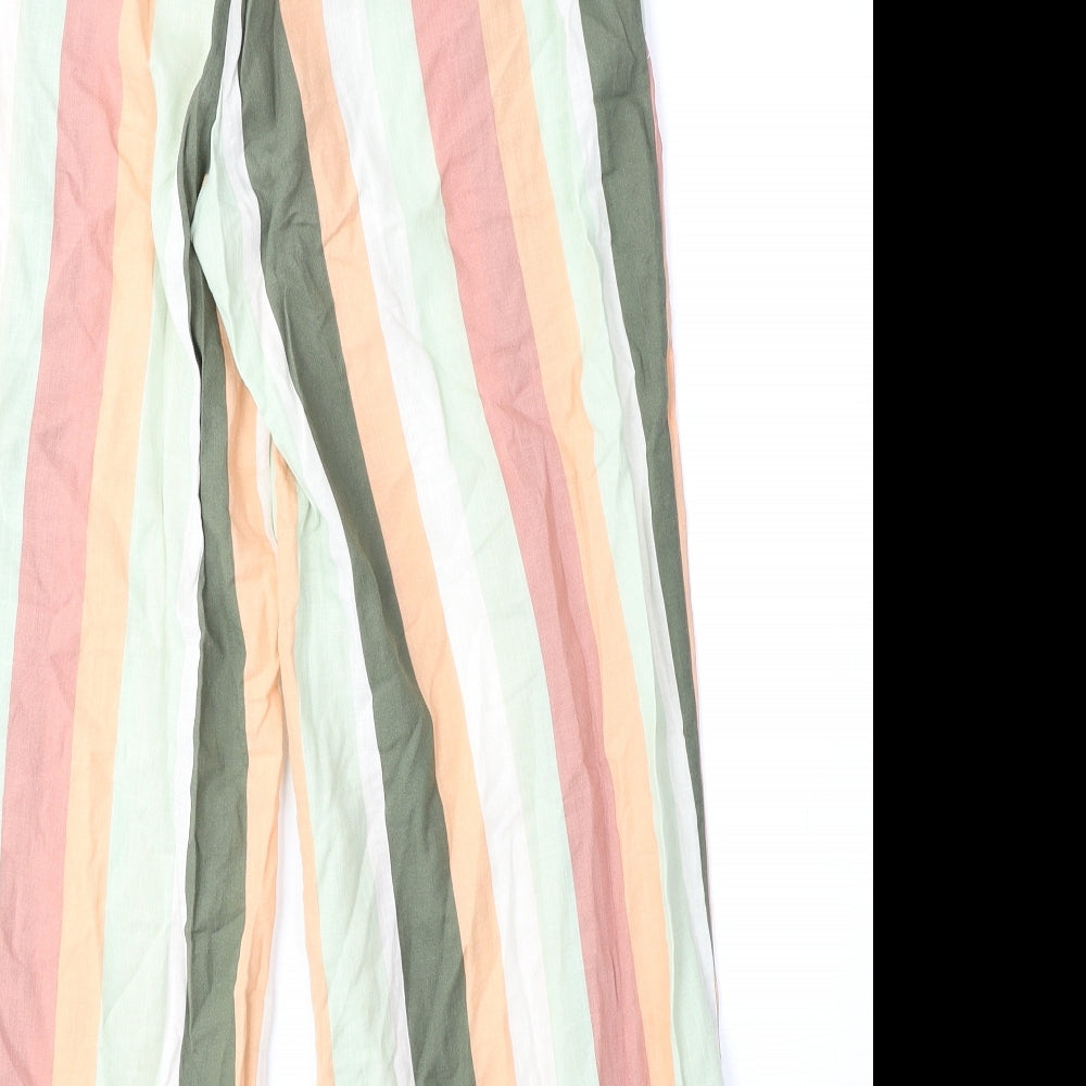 TU Womens Multicoloured Striped Polyester Trousers Size 10 Regular Tie