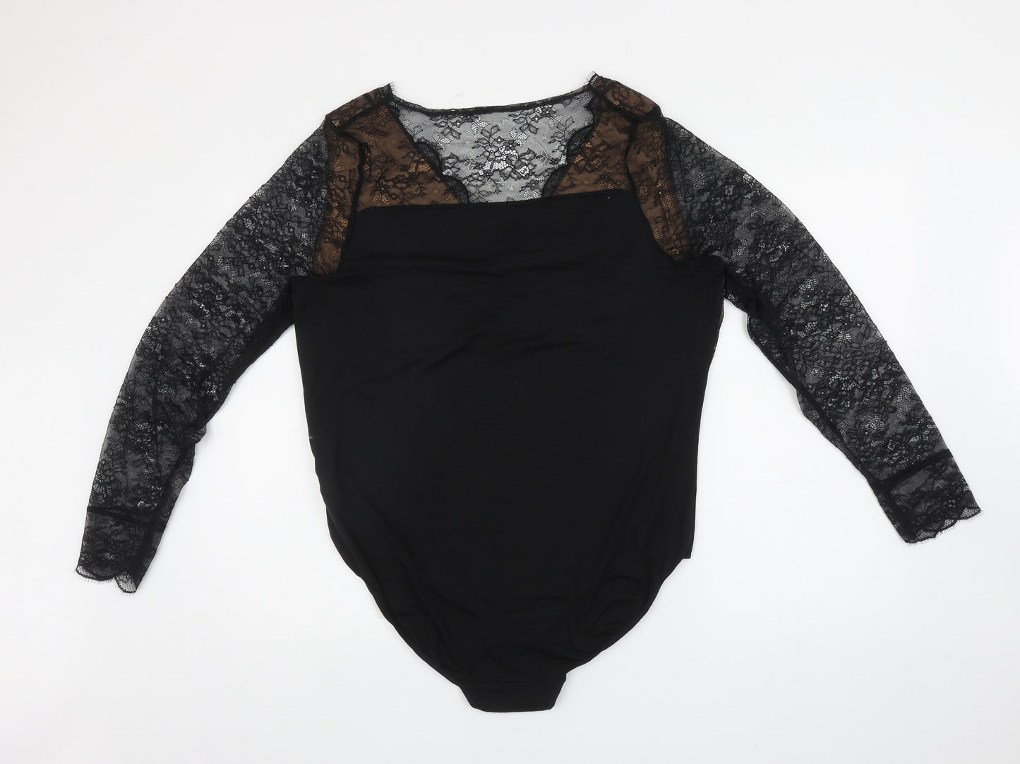 Marks and Spencer Womens Black Acrylic Bodysuit One-Piece Size 22 Snap