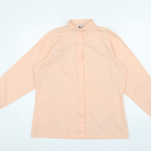 L-J LONDON Mens Orange Polyester Dress Shirt Size S Collared Button