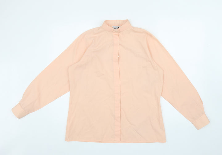 L-J LONDON Mens Orange Polyester Dress Shirt Size S Collared Button