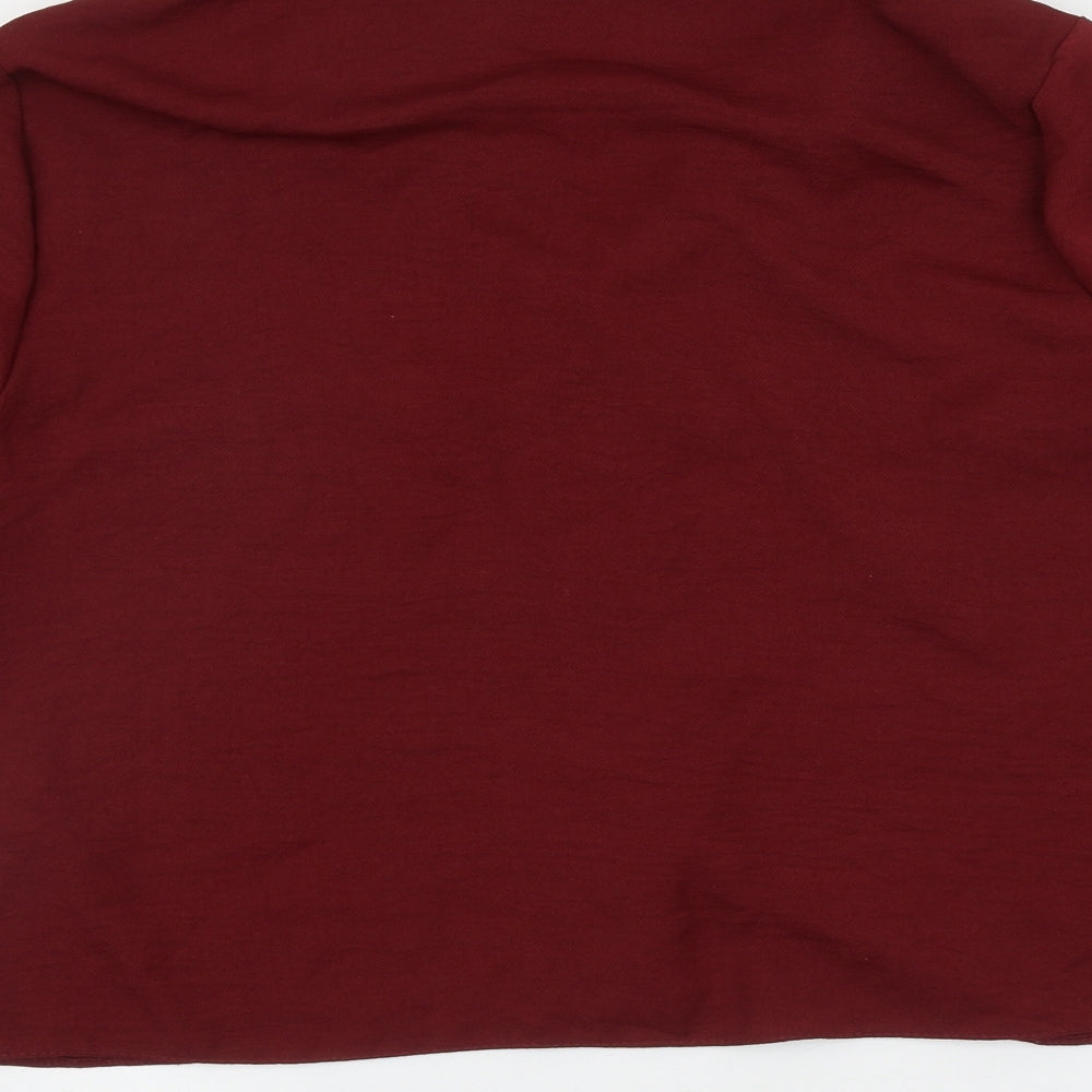 New Look Womens Red Polyester Basic Button-Up Size 12 V-Neck