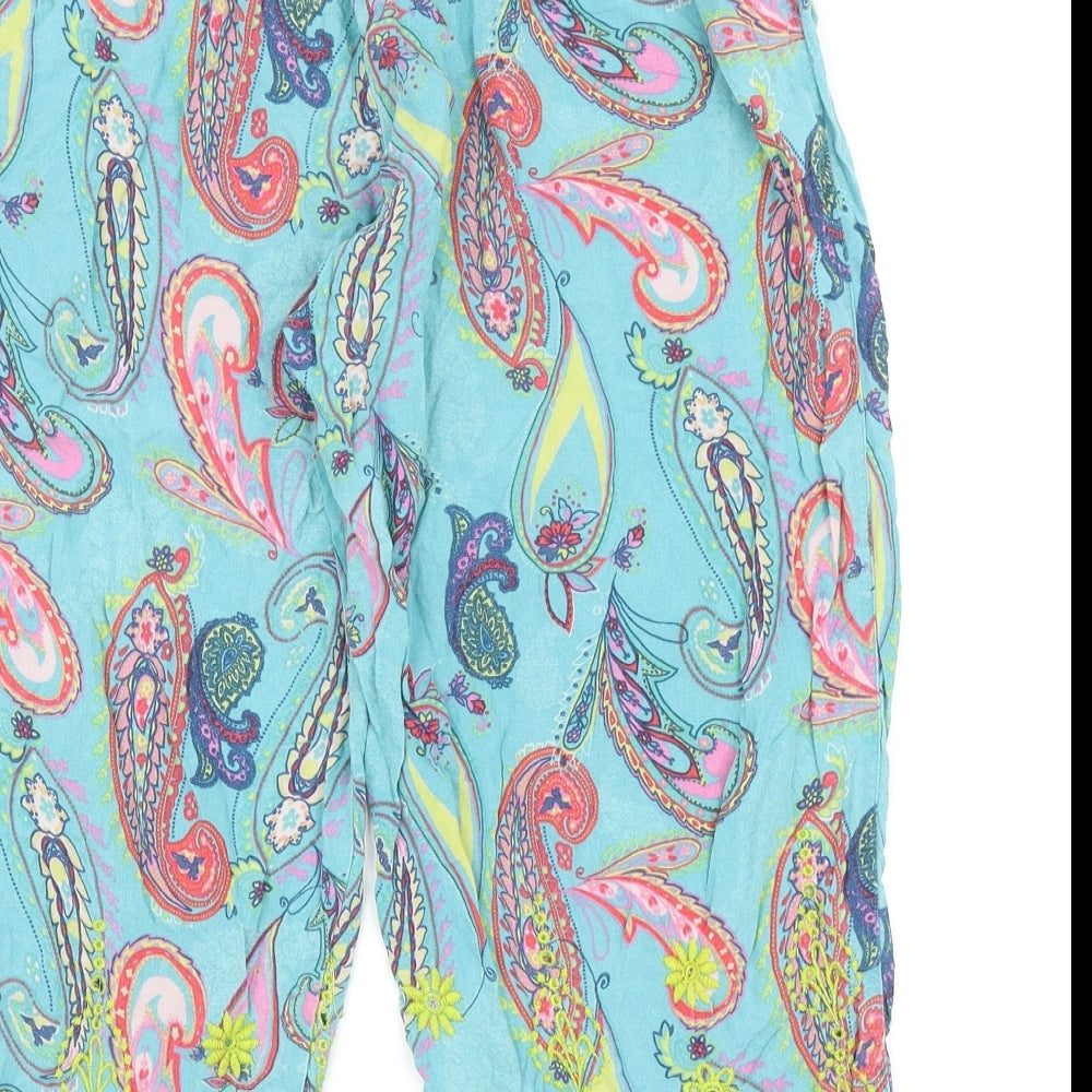 TU Girls Multicoloured Paisley Viscose Pedal Pusher Trousers Size 12 Years Regular Drawstring