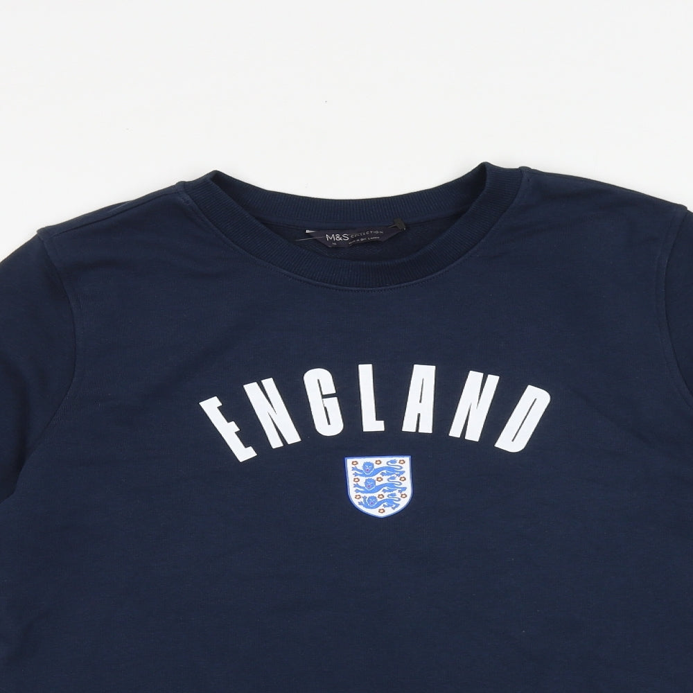 Marks and Spencer Womens Blue Cotton Pullover Sweatshirt Size 14 Pullover - England