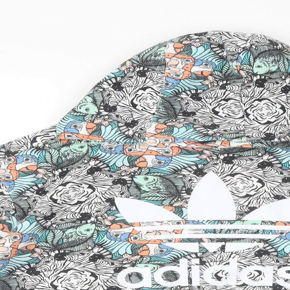adidas Girls Multicoloured Geometric Cotton Pullover Hoodie Size 11-12 Years Pullover