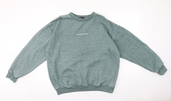 Missguided Womens Green Cotton Pullover Sweatshirt Size 6 Pullover