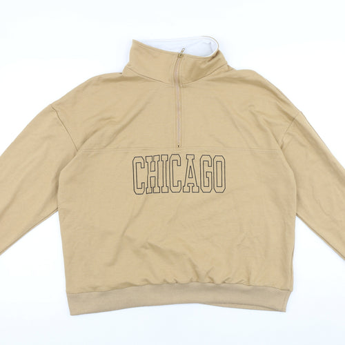 Preworn Womens Brown 100% Cotton Pullover Sweatshirt Size L Zip - Chicago