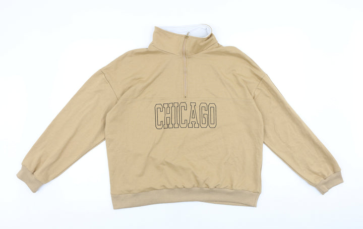 Preworn Womens Brown 100% Cotton Pullover Sweatshirt Size L Zip - Chicago