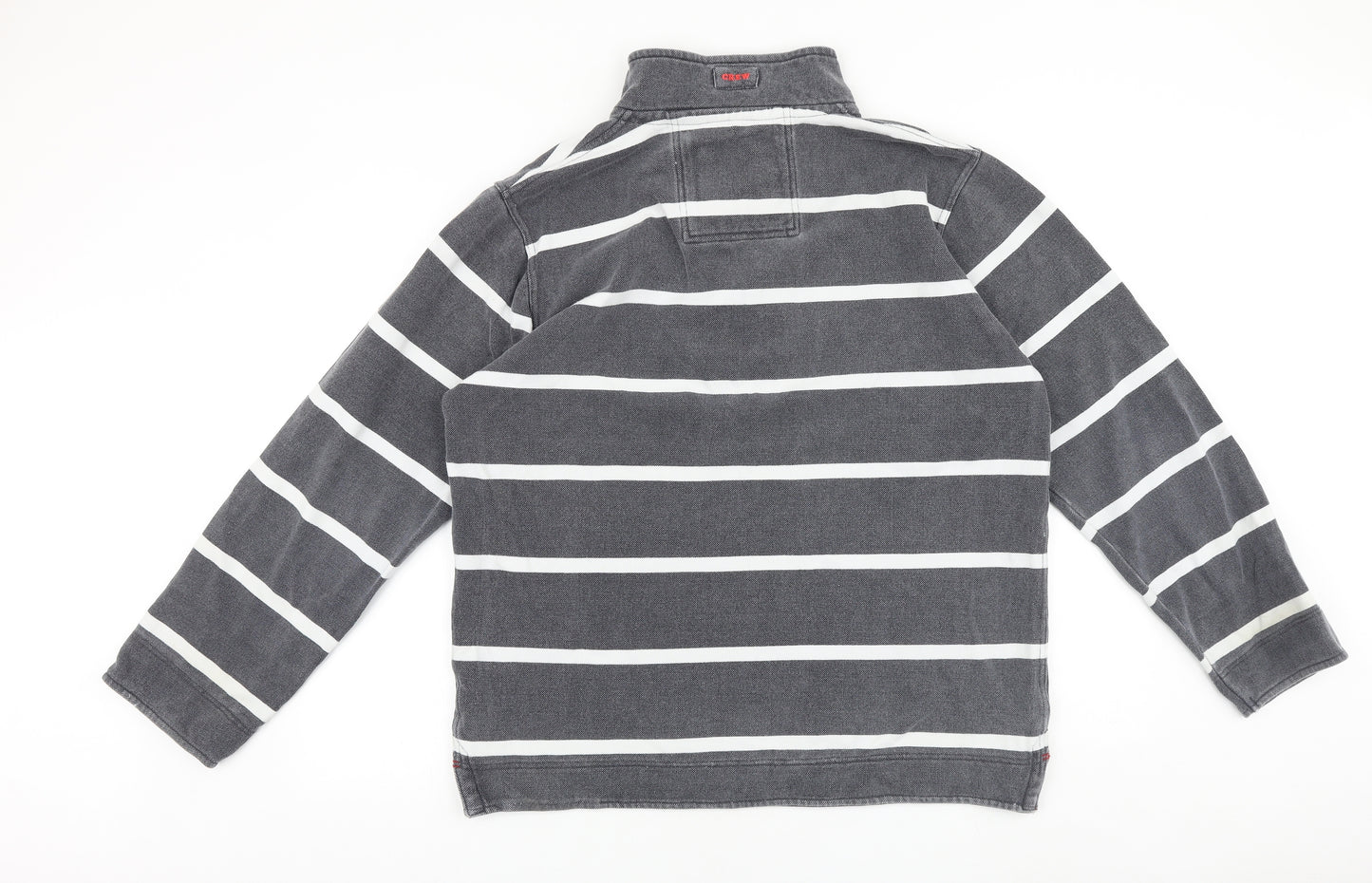 Crew Clothing Mens Grey Striped Cotton Pullover Sweatshirt Size L