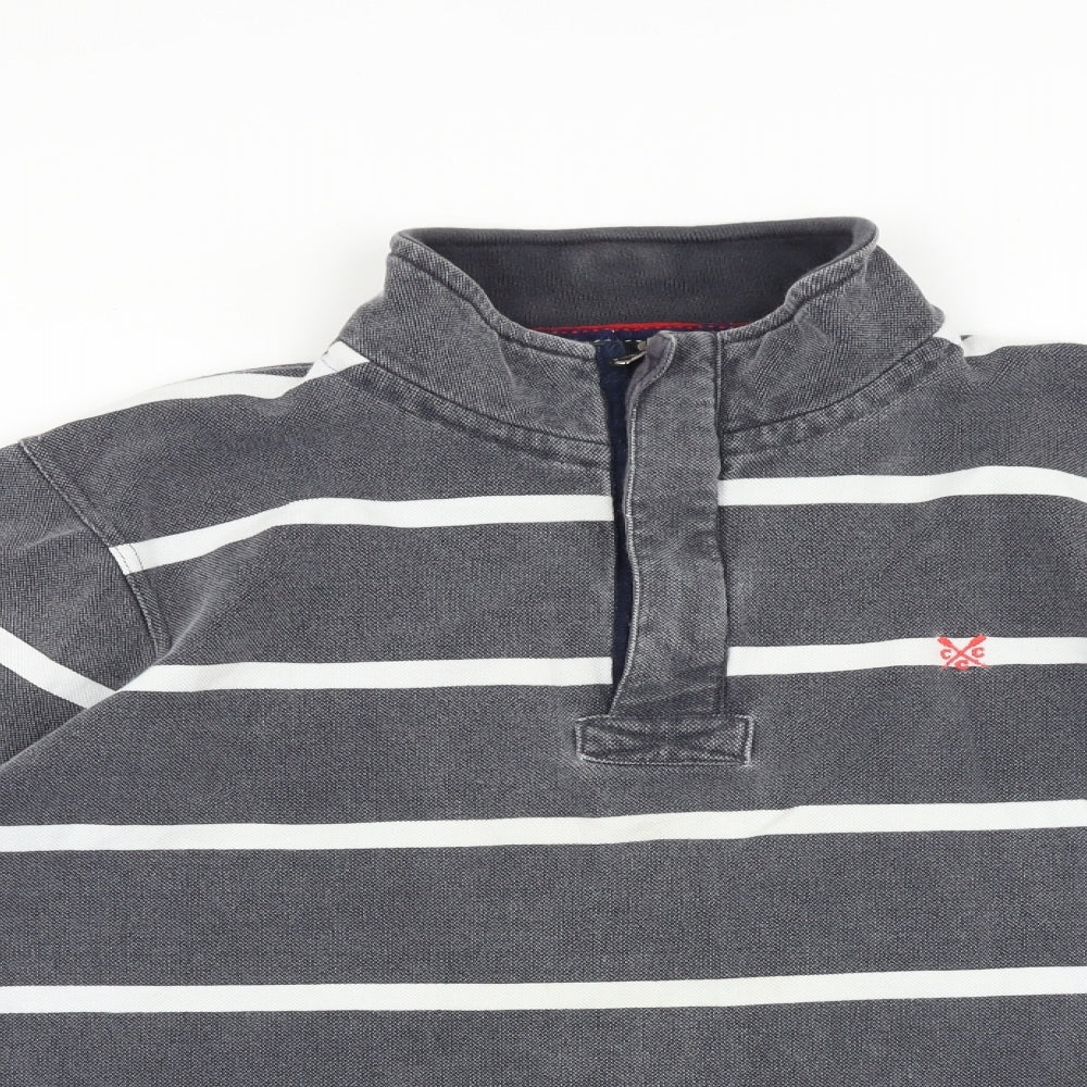Crew Clothing Mens Grey Striped Cotton Pullover Sweatshirt Size L