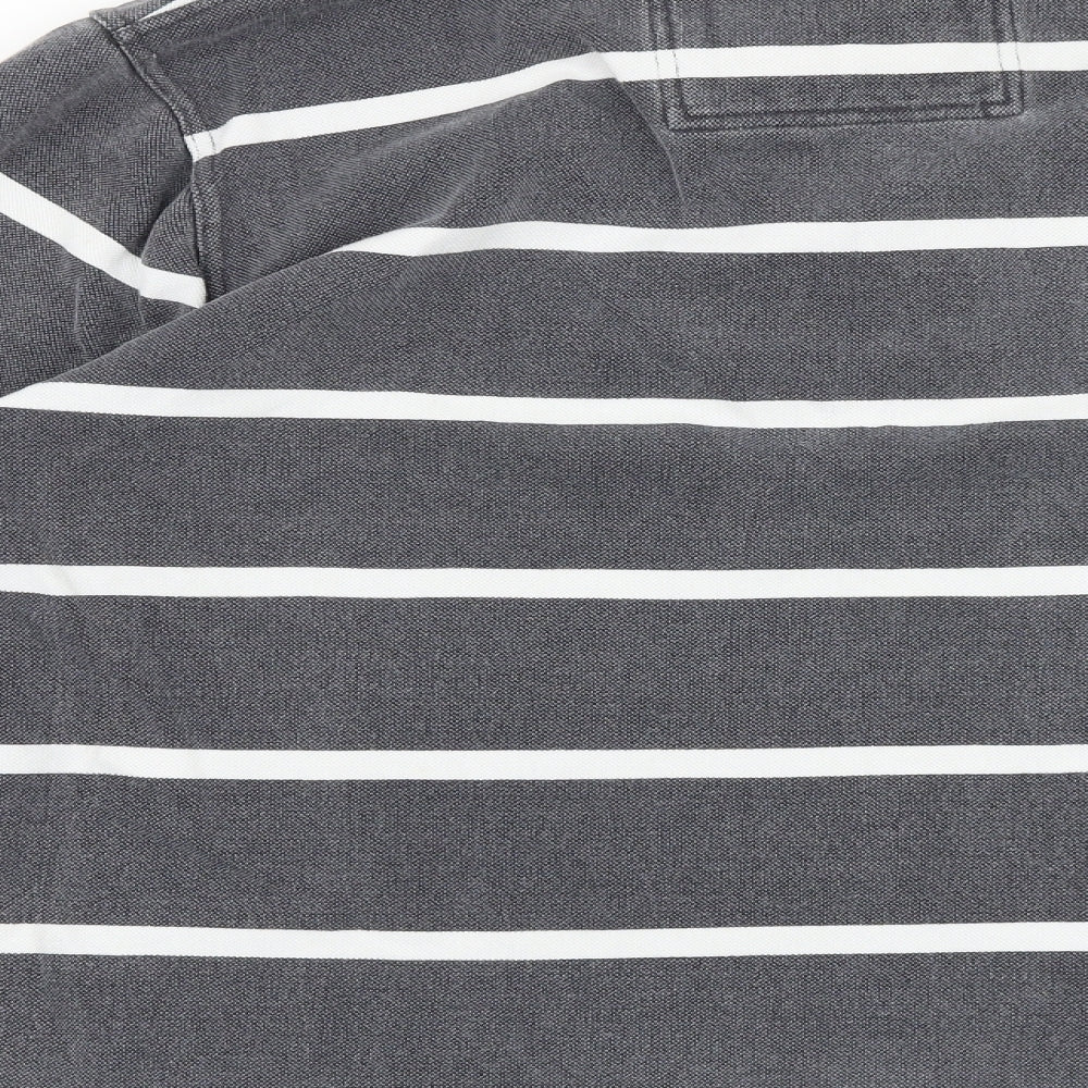 Crew Clothing Mens Grey Striped Cotton Pullover Sweatshirt Size L