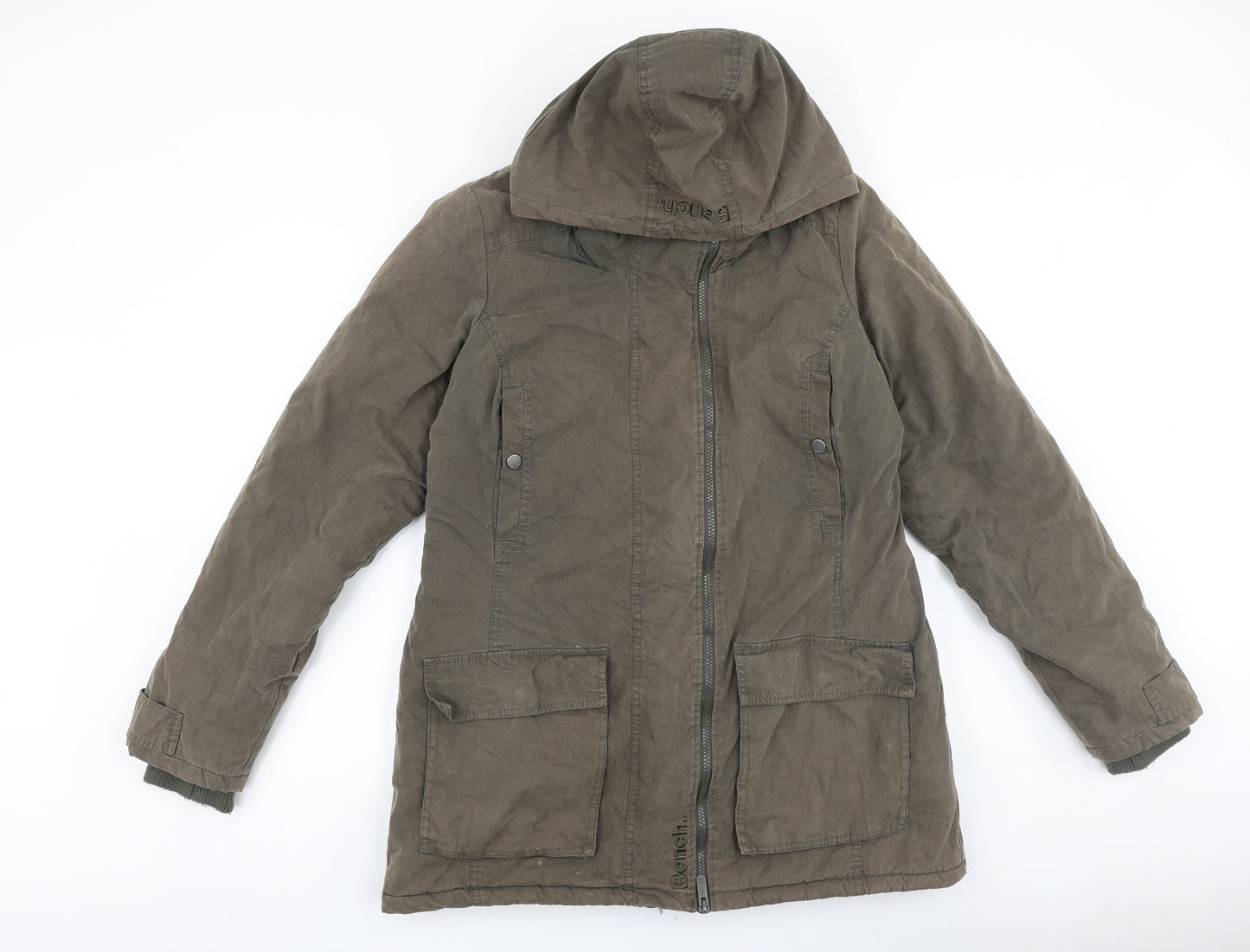 Bench Mens Green Military Jacket Jacket Size XL Zip