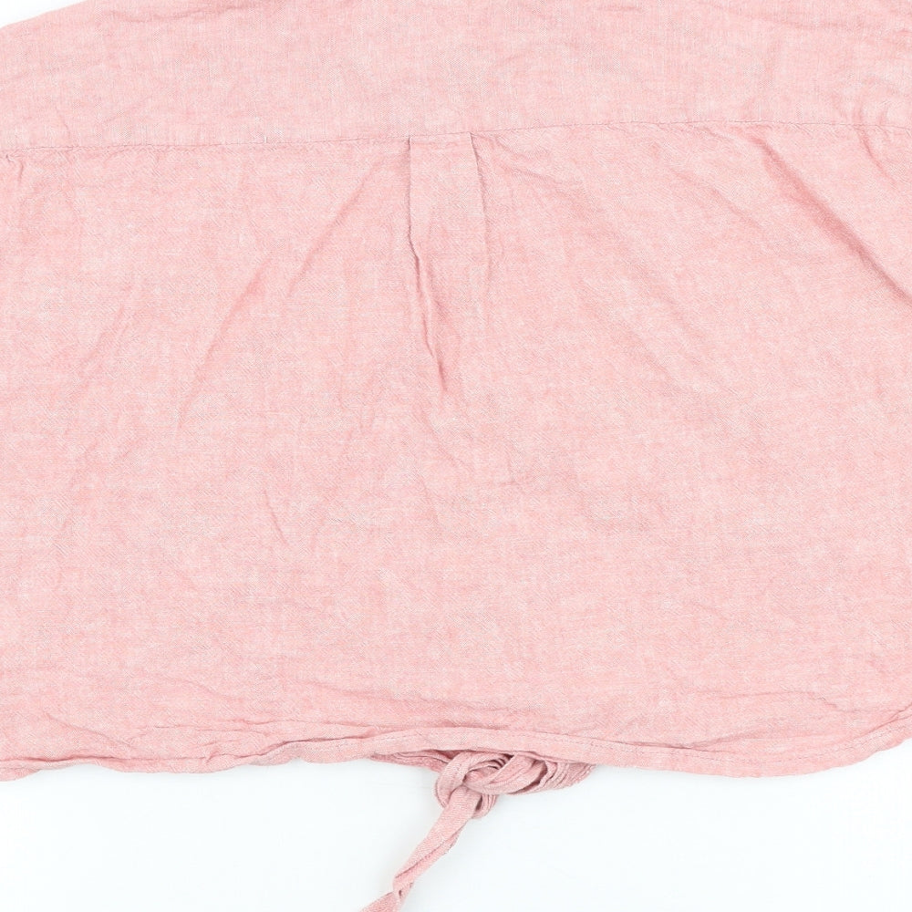 Papaya Womens Pink 100% Cotton Cropped Button-Up Size 16 Collared