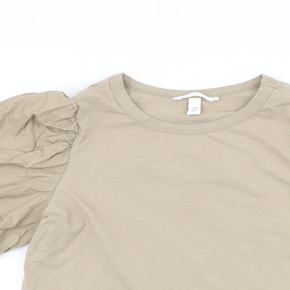 H&M Womens Brown 100% Cotton Basic T-Shirt Size L Round Neck