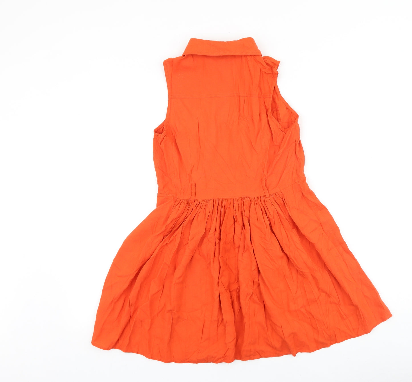 New Look Womens Orange 100% Cotton Tank Dress Size 10 V-Neck Button