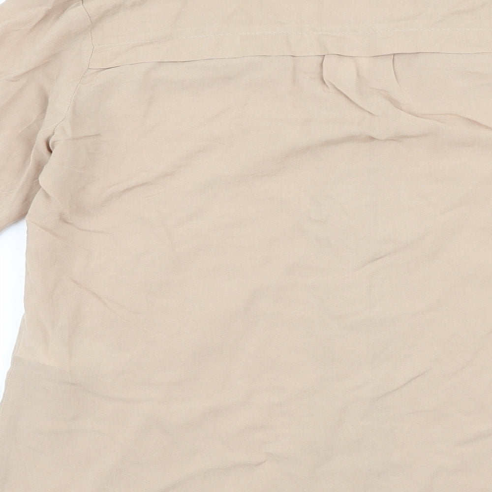 Oasis Womens Beige Viscose Basic Button-Up Size 8 V-Neck