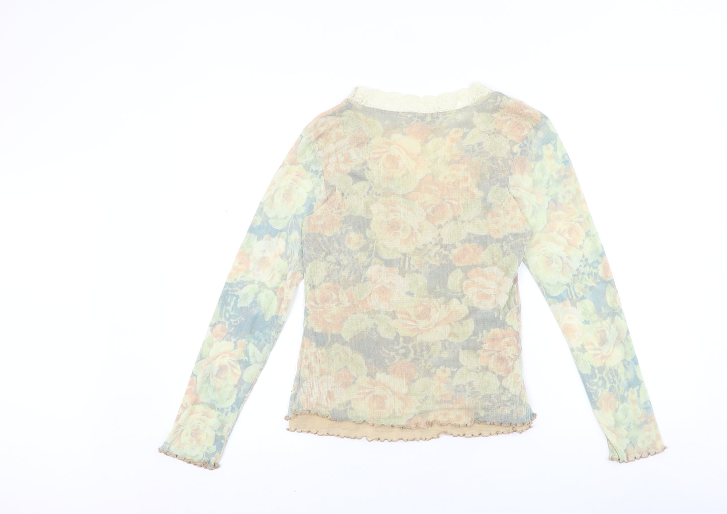 Marks and Spencer Womens Multicoloured Geometric Polyester Basic Blouse Size 14 V-Neck