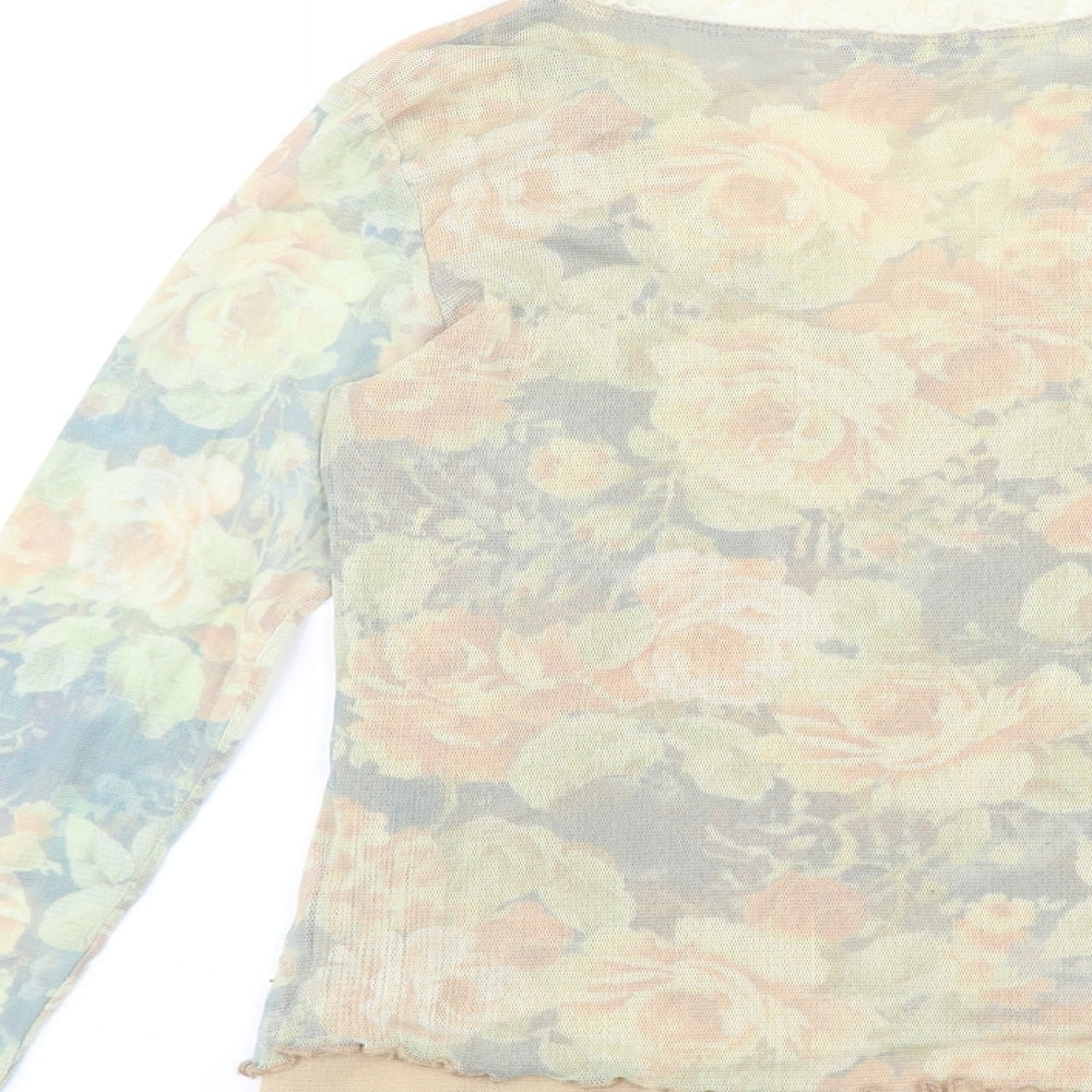 Marks and Spencer Womens Multicoloured Geometric Polyester Basic Blouse Size 14 V-Neck