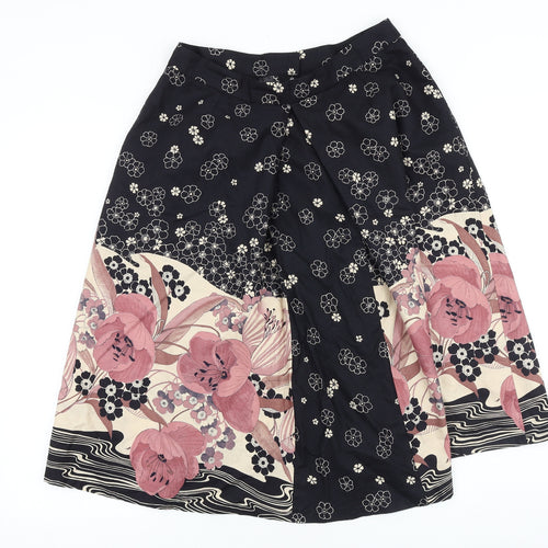 Preworn Womens Black Floral Polyester Tulip Skirt Size 27 in Zip
