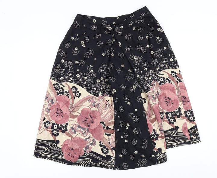 Preworn Womens Black Floral Polyester Tulip Skirt Size 27 in Zip