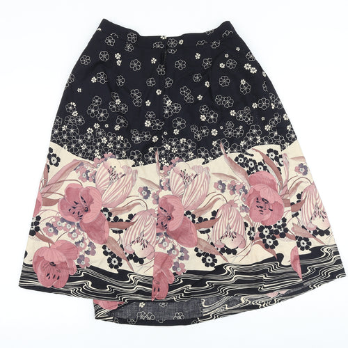 Preworn Womens Black Floral Polyester Tulip Skirt Size 27 in Zip