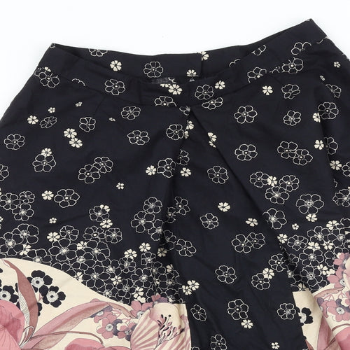 Preworn Womens Black Floral Polyester Tulip Skirt Size 27 in Zip