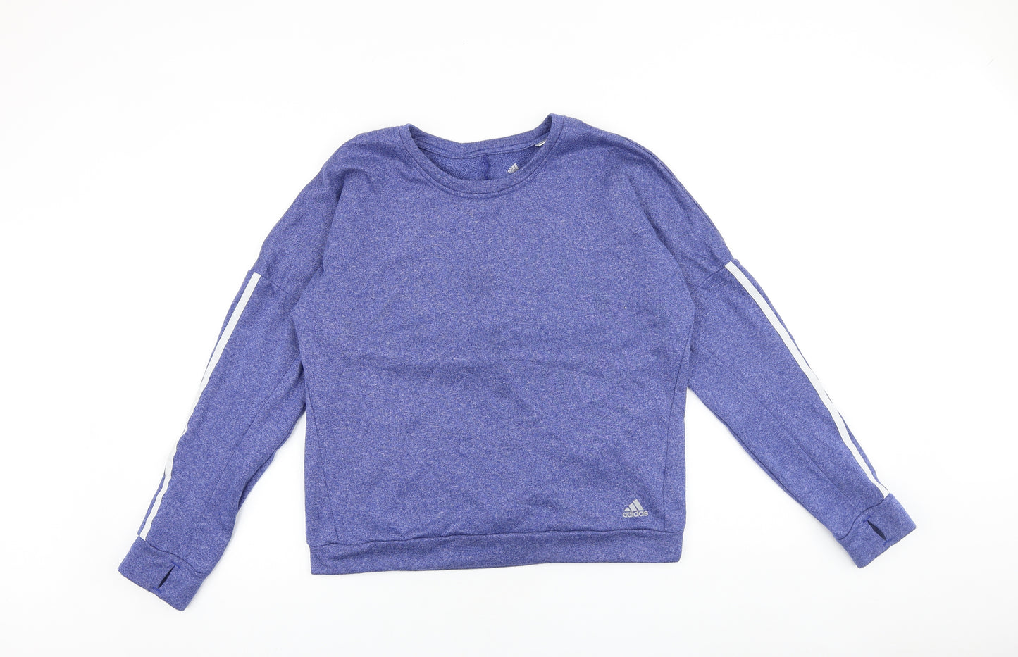 adidas Mens Blue Striped Polyester Pullover Sweatshirt Size L