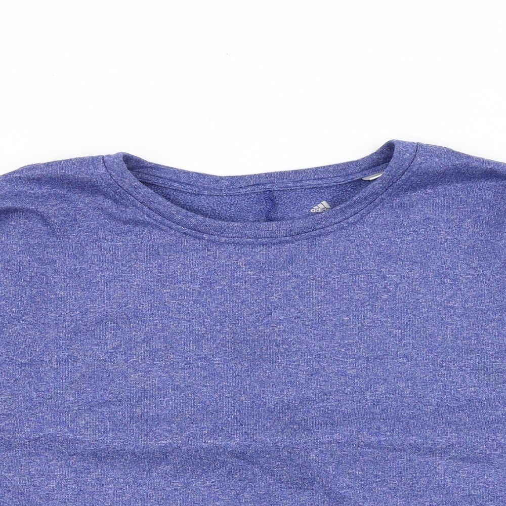 adidas Mens Blue Striped Polyester Pullover Sweatshirt Size L