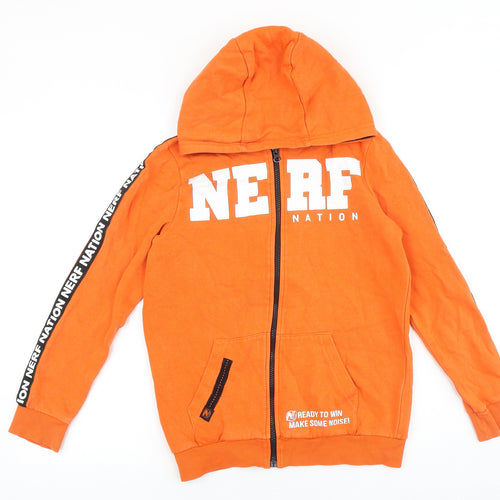 Hasbro Boys Orange Cotton Full Zip Hoodie Size 11-12 Years Zip - Nerf