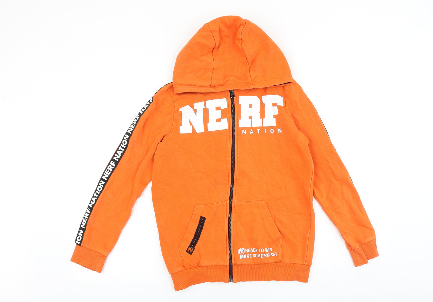 Hasbro Boys Orange Cotton Full Zip Hoodie Size 11-12 Years Zip - Nerf