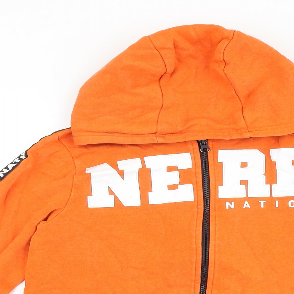 Hasbro Boys Orange Cotton Full Zip Hoodie Size 11-12 Years Zip - Nerf
