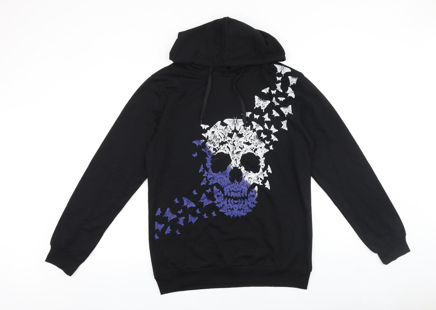 Preworn Womens Black Cotton Pullover Hoodie Size L Pullover - Skull