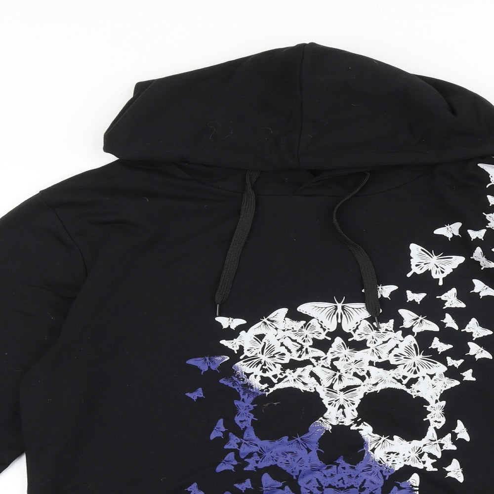 Preworn Womens Black Cotton Pullover Hoodie Size L Pullover - Skull