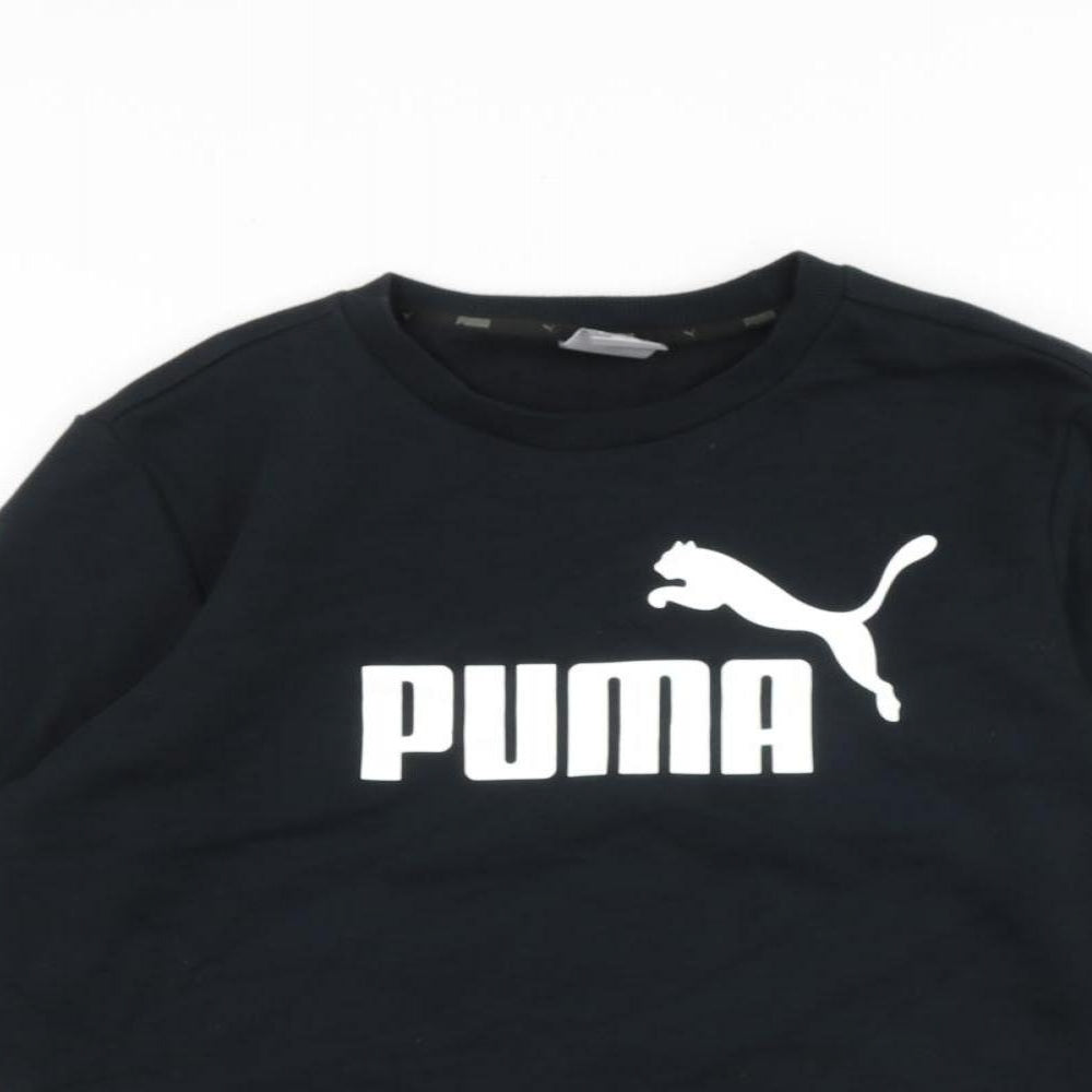 PUMA Womens Black Cotton Pullover Sweatshirt Size S Pullover
