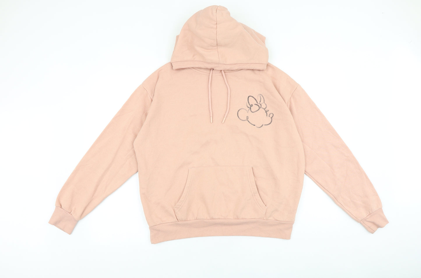 Disney Womens Pink Cotton Pullover Hoodie Size M Pullover