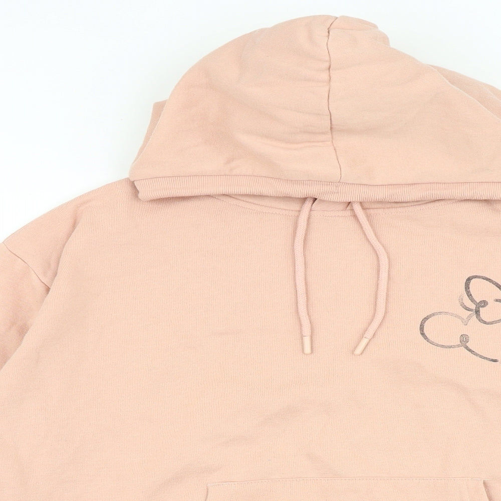 Disney Womens Pink Cotton Pullover Hoodie Size M Pullover