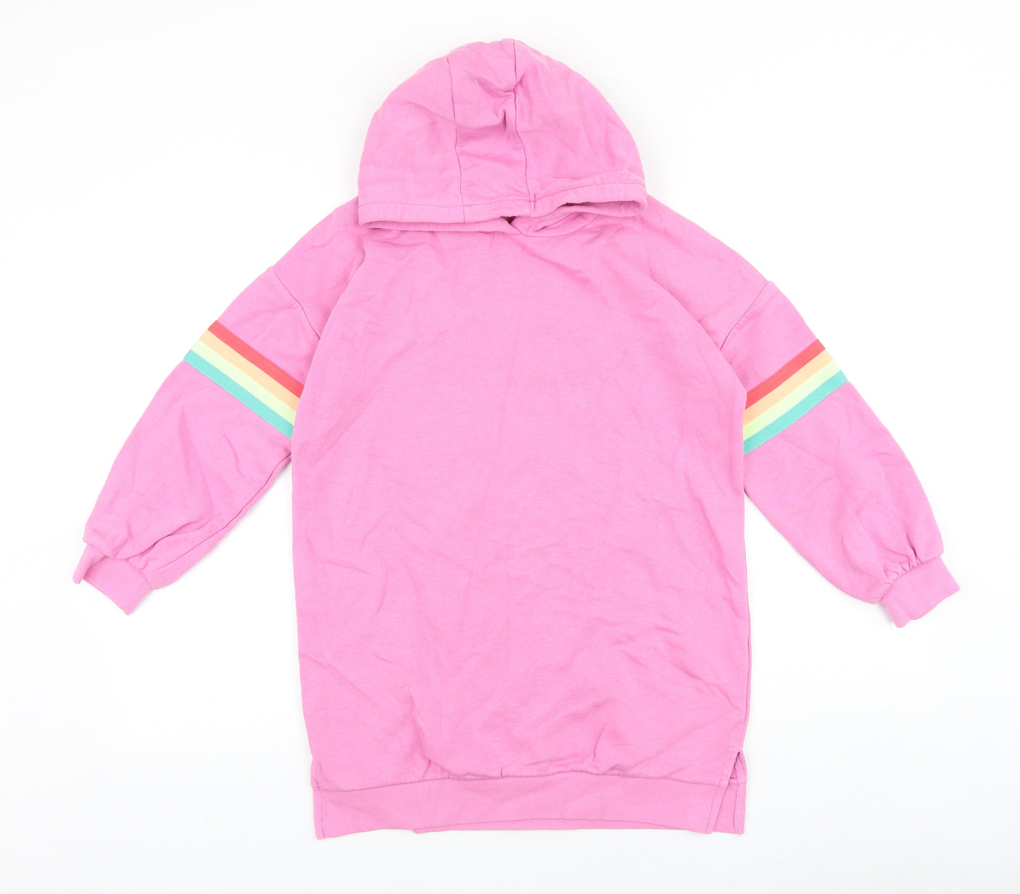 Marks and Spencer Girls Pink 100% Cotton Pullover Hoodie Size 10-11 Years Pullover