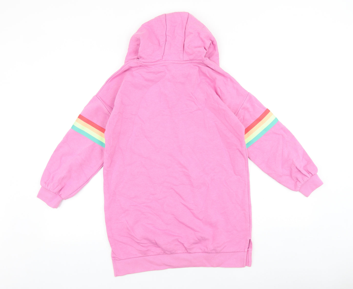 Marks and Spencer Girls Pink 100% Cotton Pullover Hoodie Size 10-11 Years Pullover