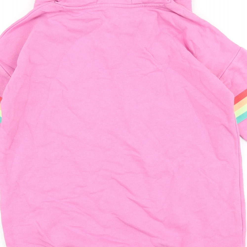 Marks and Spencer Girls Pink 100% Cotton Pullover Hoodie Size 10-11 Years Pullover