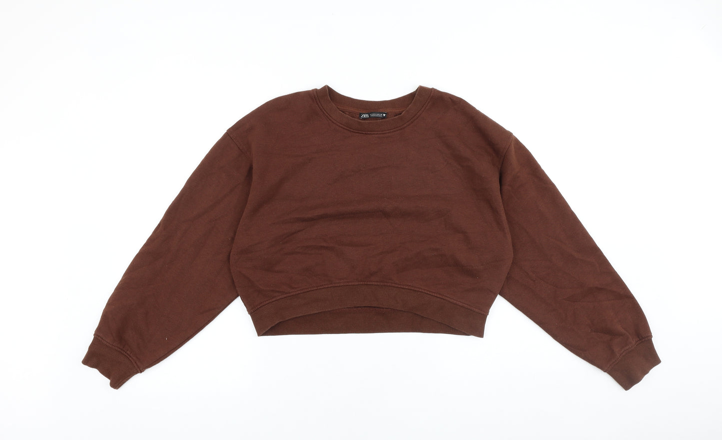 Zara Womens Brown 100% Cotton Pullover Sweatshirt Size M Pullover