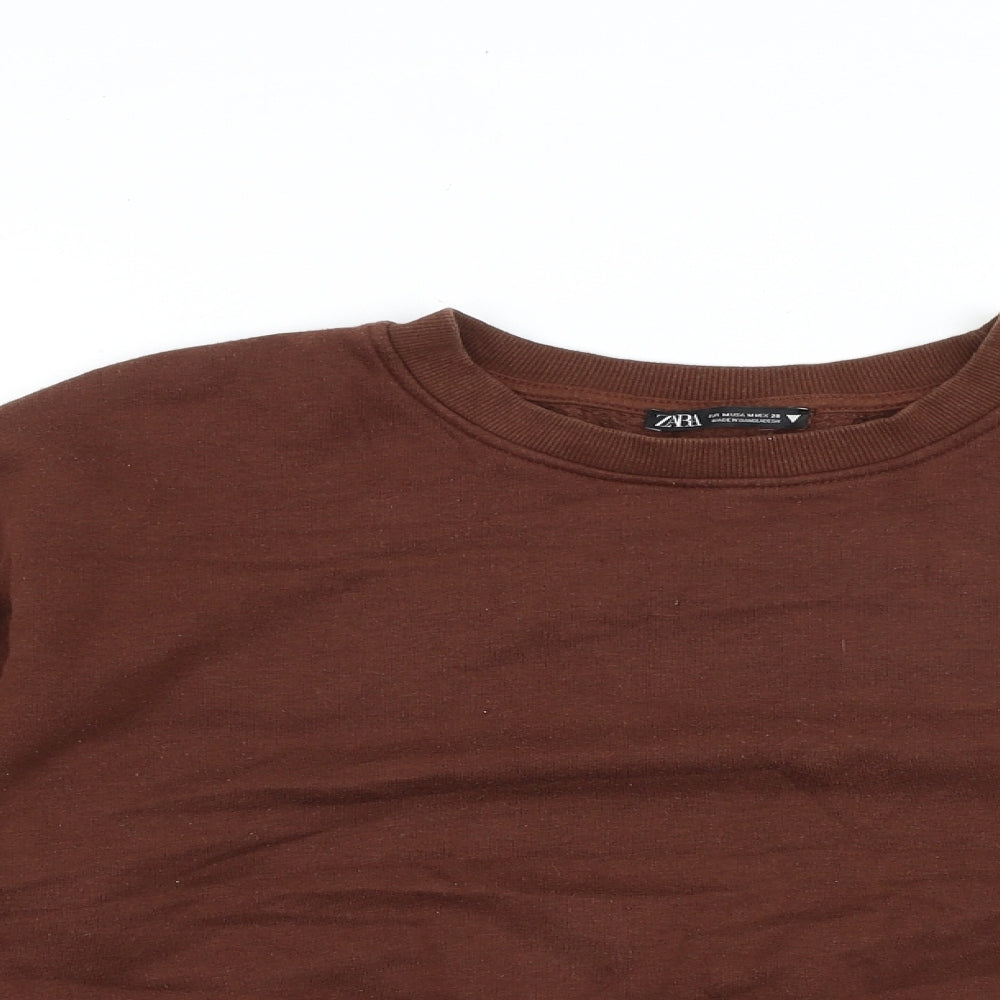 Zara Womens Brown 100% Cotton Pullover Sweatshirt Size M Pullover