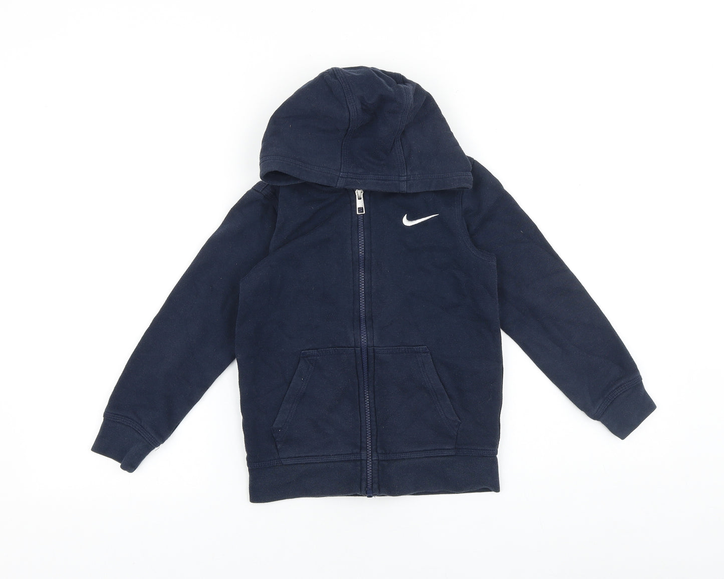 Nike Boys Blue Cotton Full Zip Hoodie Size 5-6 Years Zip