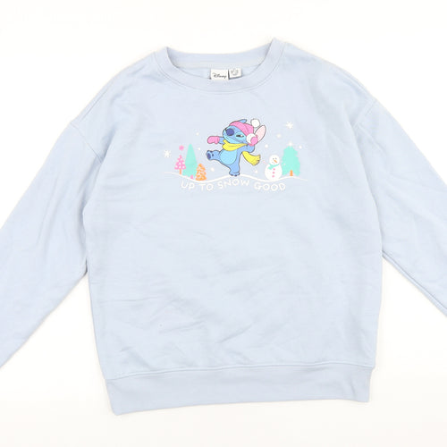 Disney Womens Blue Cotton Pullover Sweatshirt Size 2XS Pullover - Stitch Christmas