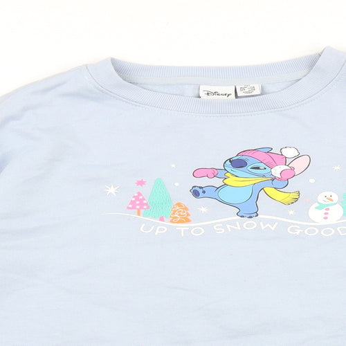 Disney Womens Blue Cotton Pullover Sweatshirt Size 2XS Pullover - Stitch Christmas