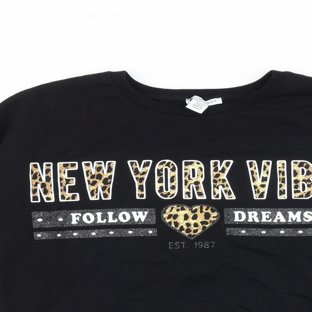 Primark Girls Black Cotton Pullover Sweatshirt Size 14-15 Years Pullover - New York Vibes