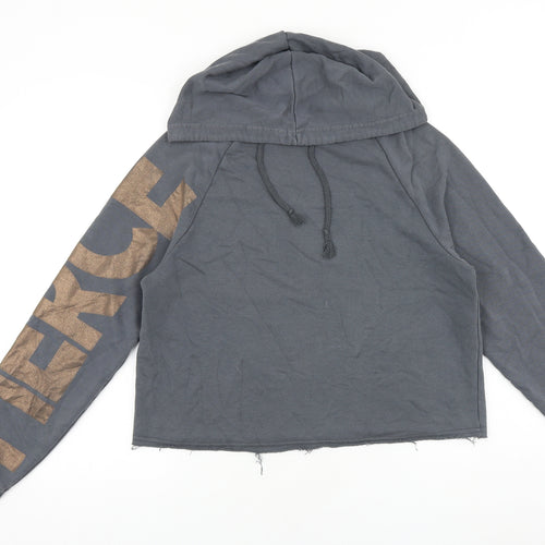 New Look Womens Grey Cotton Pullover Hoodie Size M Pullover