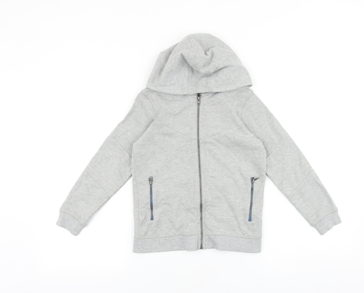 John Lewis Boys Grey Cotton Full Zip Hoodie Size 7 Years Zip