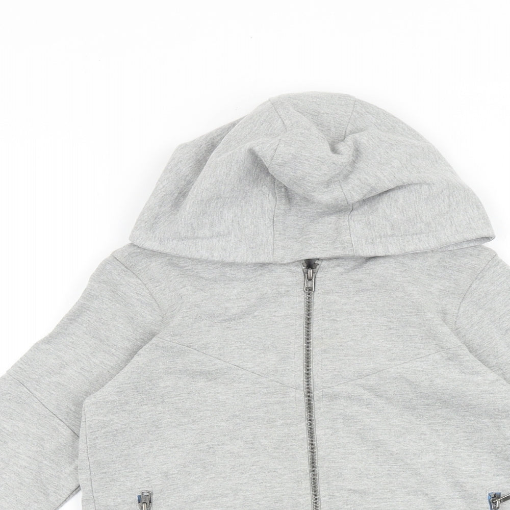 John Lewis Boys Grey Cotton Full Zip Hoodie Size 7 Years Zip