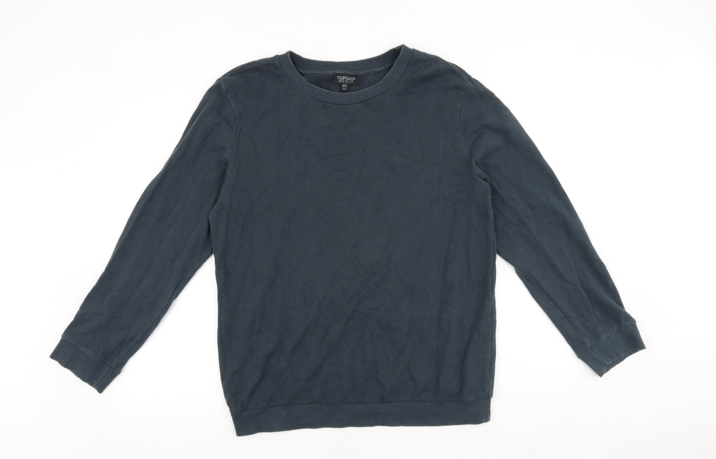 Topshop Womens Blue Cotton Pullover Sweatshirt Size 10 Pullover
