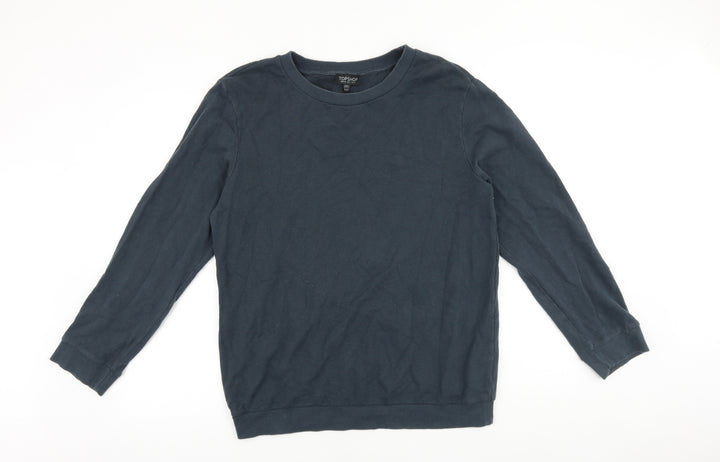 Topshop Womens Blue Cotton Pullover Sweatshirt Size 10 Pullover